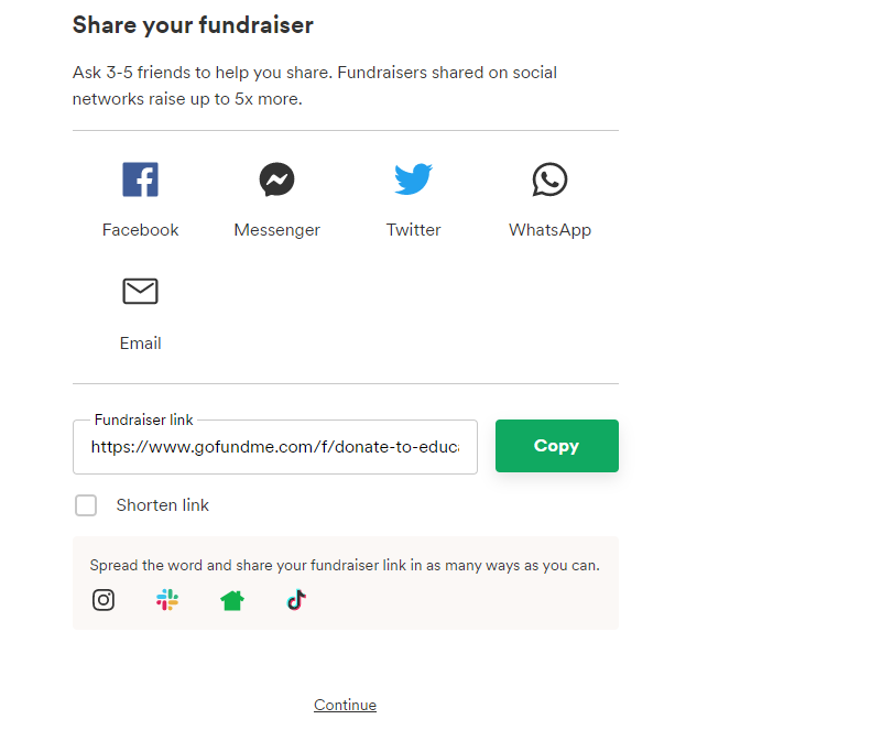GoFundMe Fundraiser Share Buttons