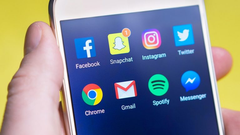 Social Media icons on a mobile device